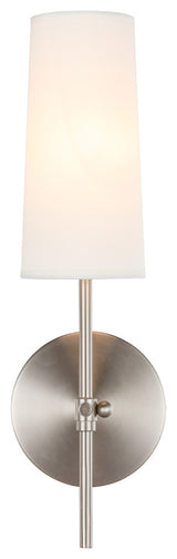 Burnished Nickel Finish And White Shade 1-Light Wall Sconce