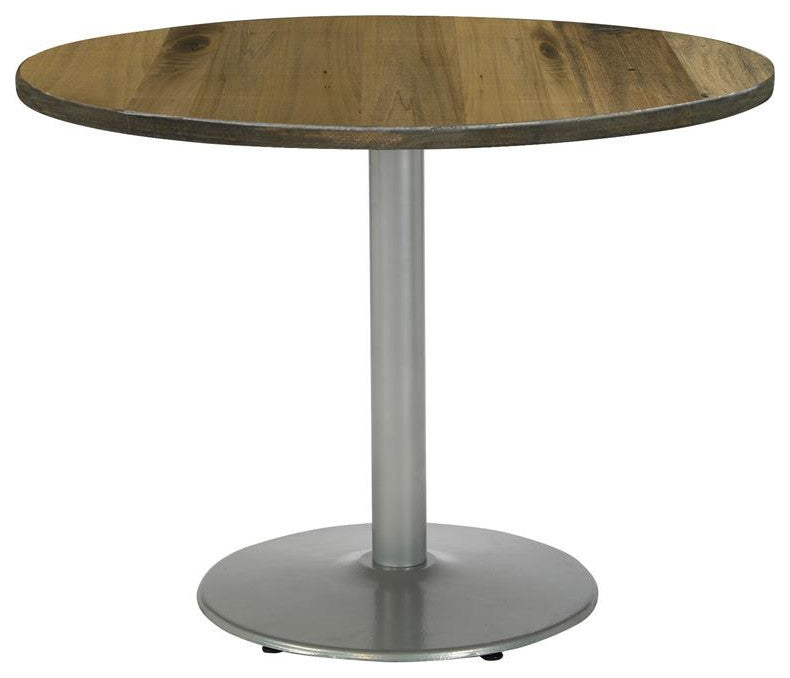 KFI Urban Loft 42" Round Breakroom Table Natural Round Silver Base Stand. Height