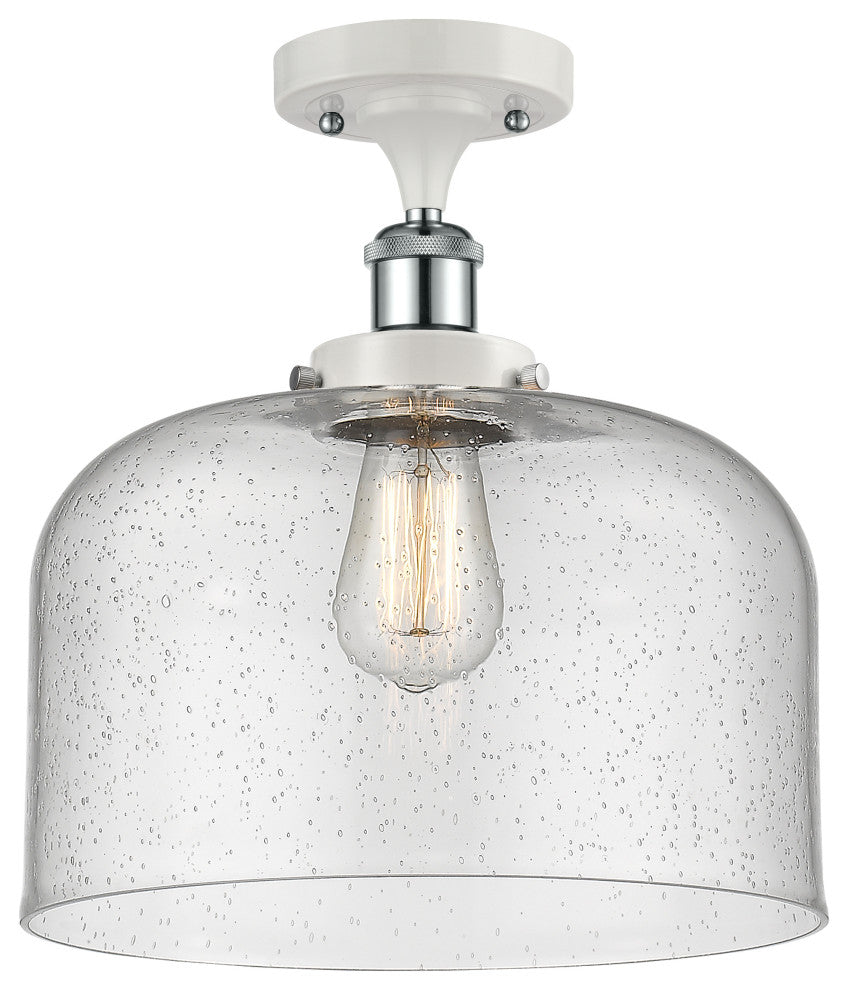 Innovations 916-1C-WPC-G74-L 1-Light Semi-Flush Mount, White, Polished Chrome