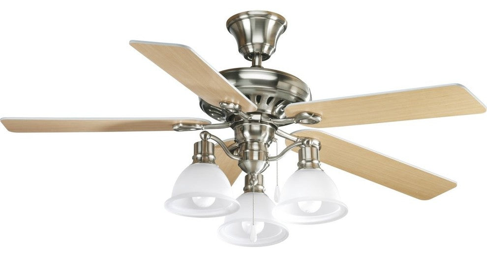 52" 5-Blade Ceiling Fan Finished, Brushed Nickel, White Cherry