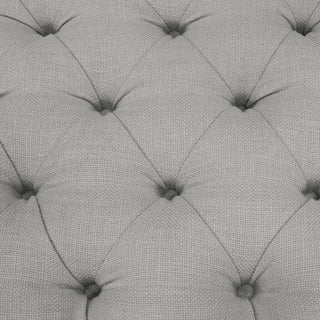 Mateo Black Powder Coat Metal Large Linen Tufted Bench - Grey
