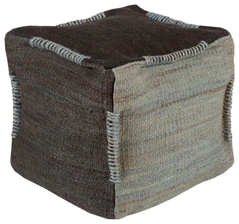 Surya Continental Black Pouf 18"H X 18"W X 18"D