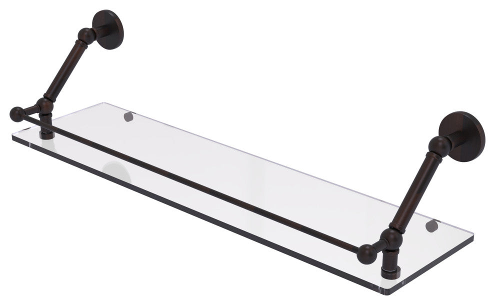 Prestige Skyline 30" Floating Glass Shelf with Gallery Rail, Venetian Bronze