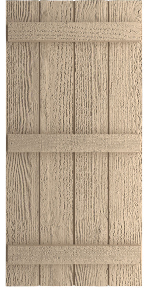 Rustic 4 Board Joined B-N-B Faux Wood Shutters, Rough Sawn, 22x60"
