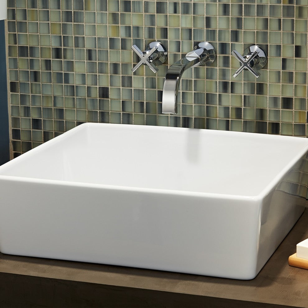 24" White Fireclay Farmhouse Apron Studio Bathroom Sink with Drain Kit