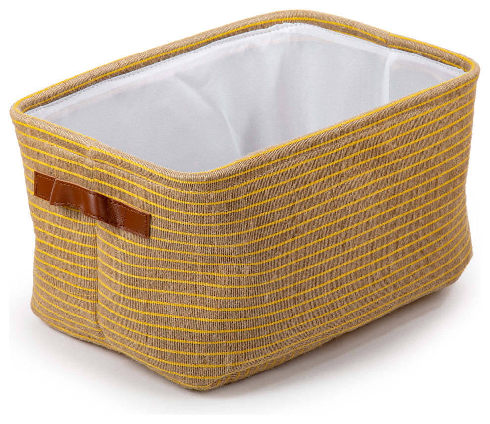 Striped Organizational Storage Basket, 3-Piece Set, Yellow