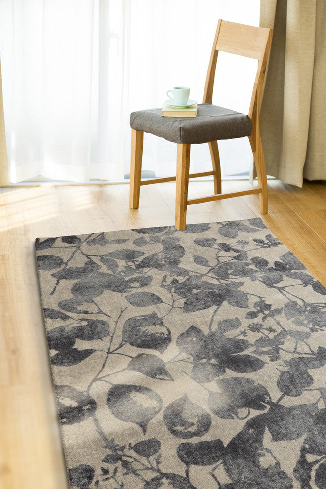 Charcoal Samba Modern Floral Area Rug, 7'6"x9'6"