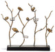 17.91" Metal and Wood Bird, Branches Tabletop Decor