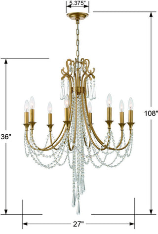 Crystorama Lighting Group ARC-1908-CL-MWP Arcadia 8 Light 26"W - Antique Silver