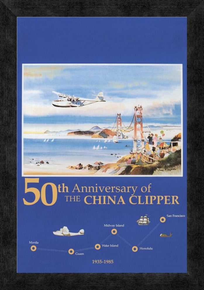 "50th Anniversary of the China Clipper" Framed Canvas Giclee, 14"x20"