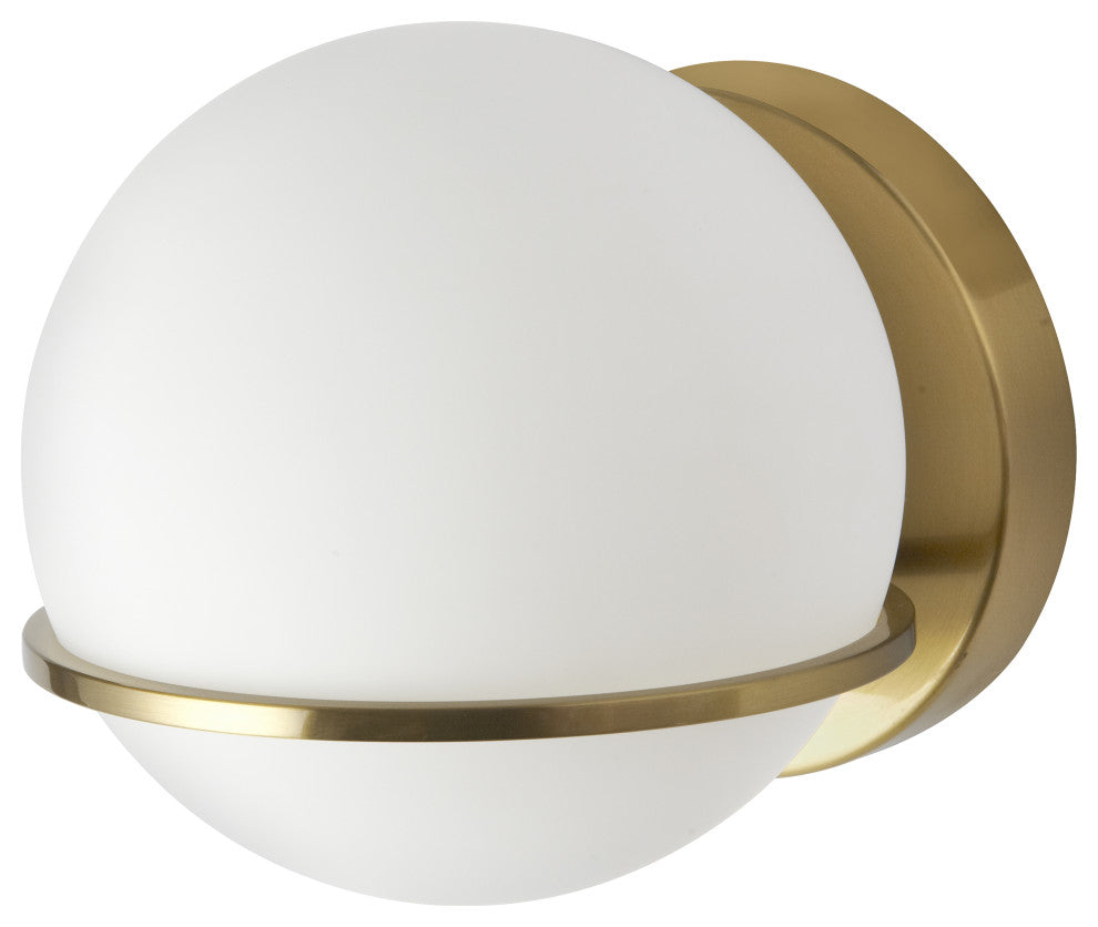 Modern Glass Wall Sconce, Aged Brass