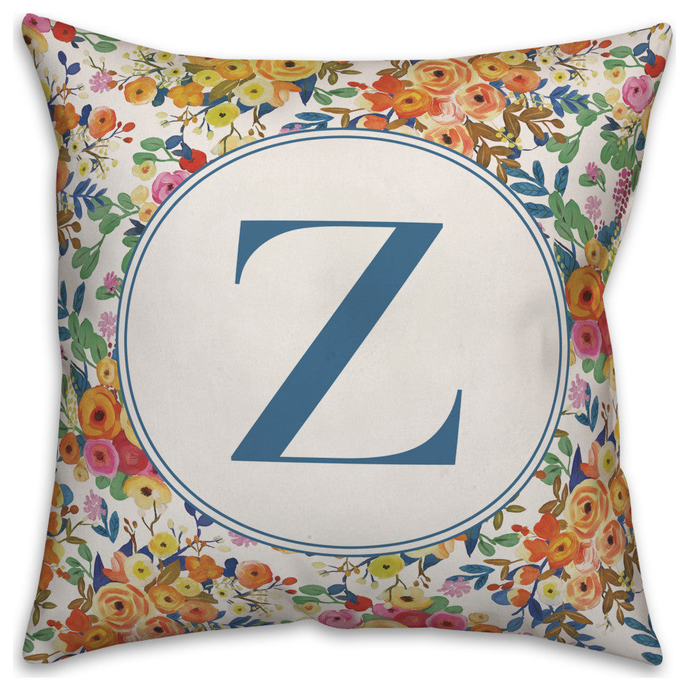Wildflower Monogram Z 18x18 Spun Poly Pillow