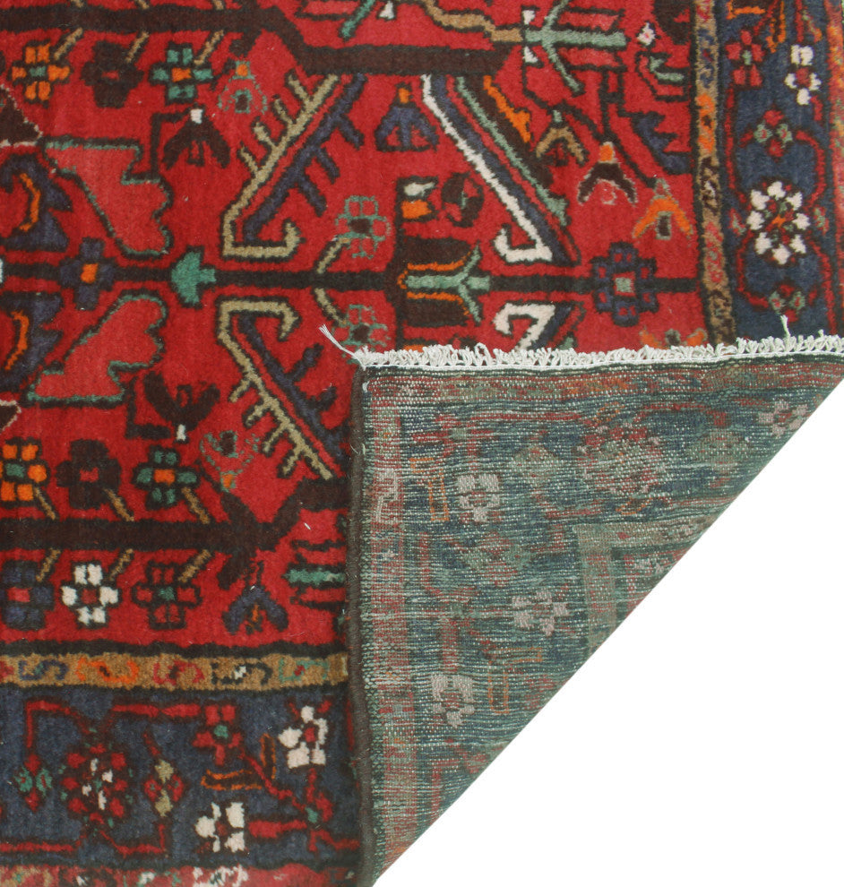 Fine Vintage Distressed Radbyrne Rust/Blue Runner, 3'4x9'11