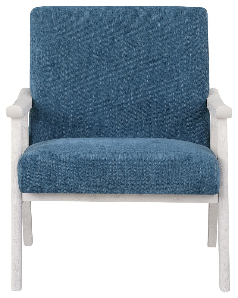 Weldon Armchair, Navy Fabric With Antique White Finished Frame