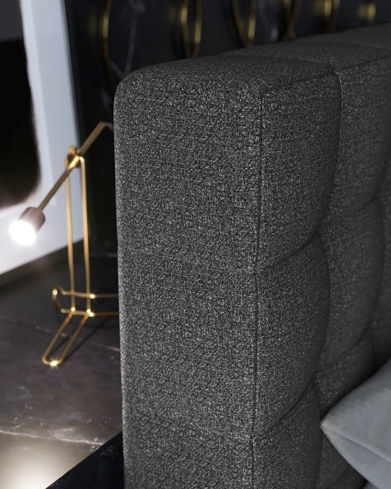 Grafton Bed Carbon Gray Fabric / Queen