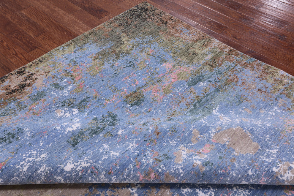 Hand Knotted Wool and Silk Abstract Rug 7' 11" X 10' 0" Q8877