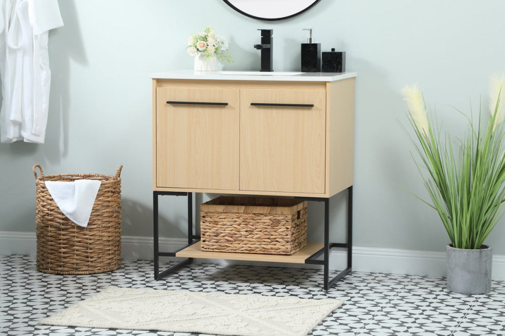 Sue 30" Single Bathroom Vanity, Maple
