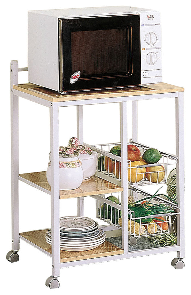 3-Shelf Kitchen Cart, Natural Brown and White