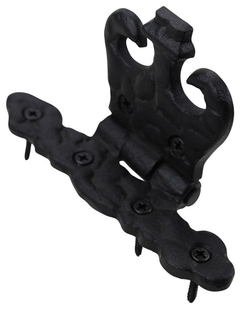 Black Cabinet Door Hinge Rust Resistant Wrought Iron Hinge, Pack of 12