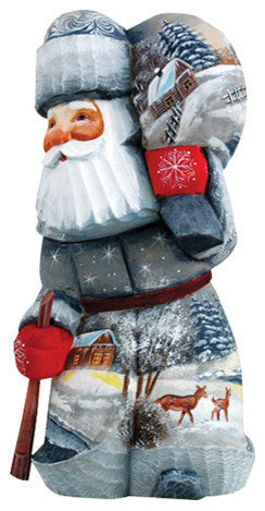 Delightful Village Santa, Woodcarved Figurine