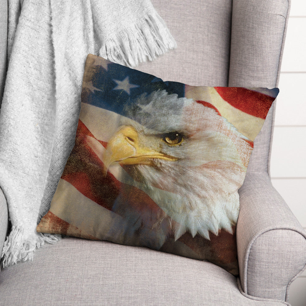 Patriotic Eagel 18x18 Throw Pillow