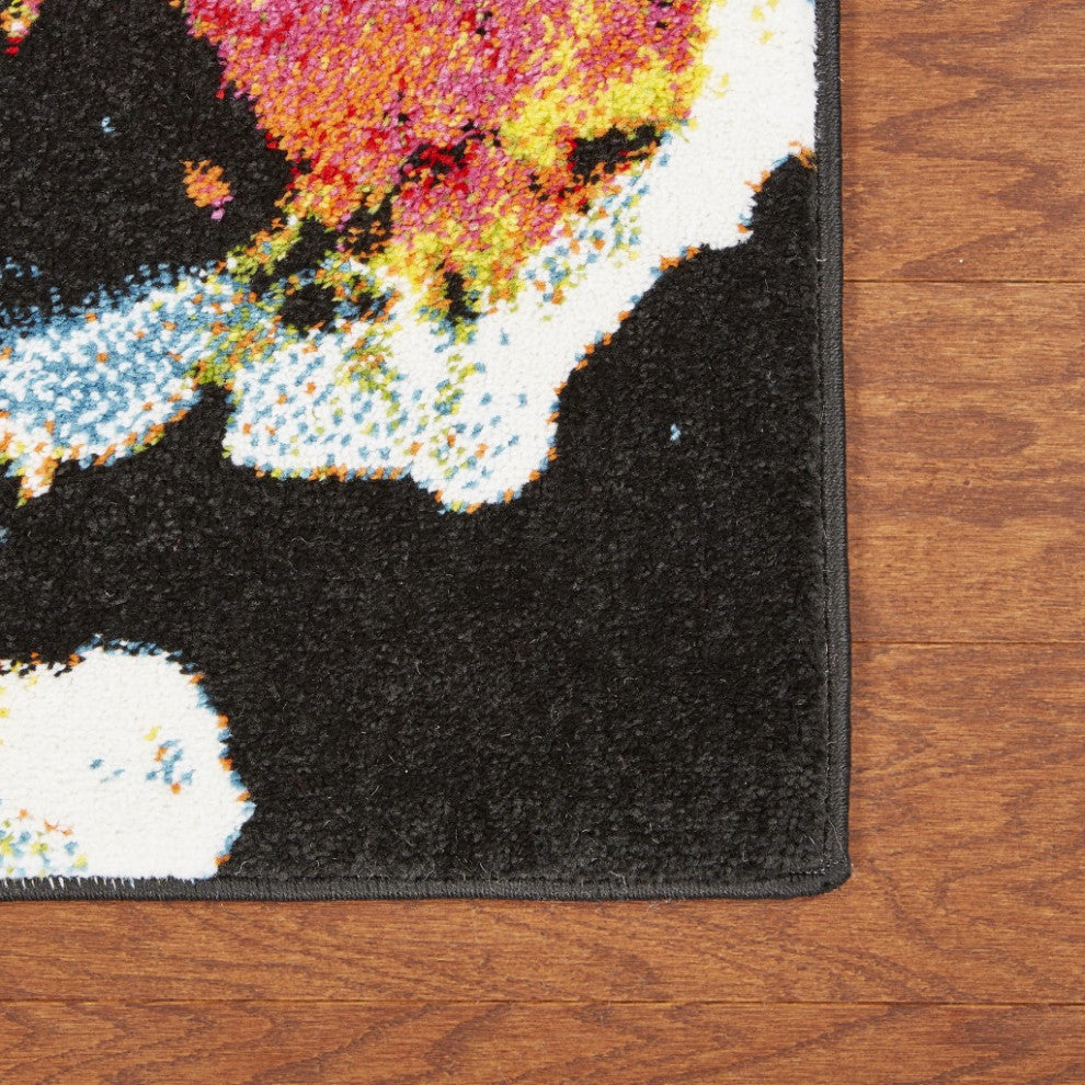 8" x 9" Black Abstract Explosion Area Rug