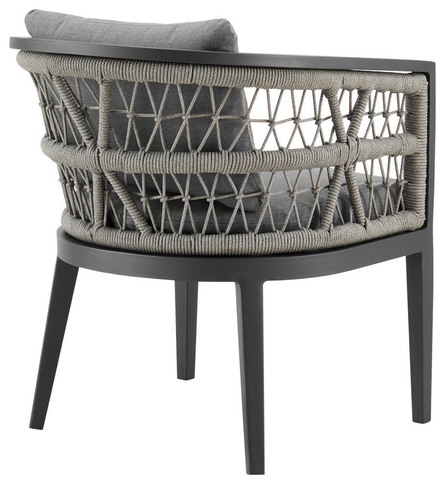 Zella Outdoor Patio 7-Piece Dining Set, Aluminum Light Gray Rope/Cushions