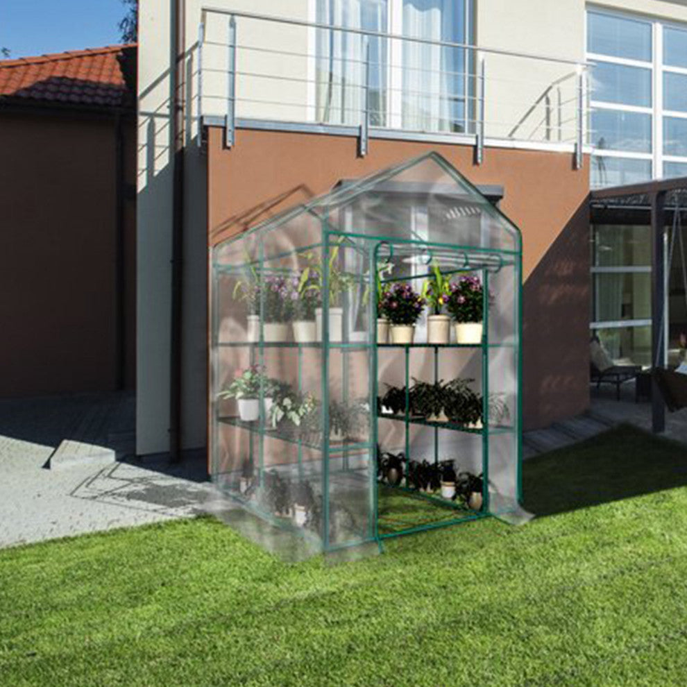 Walk-In Greenhouse Portable Green House With 8 Shelves and PVC Cover