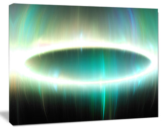 Large Green Oval Fractal Light, Oversized Abstract Canvas Art Print, 60x40