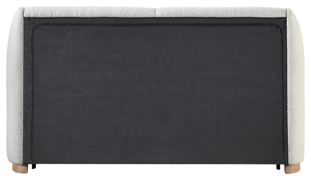 Jardin Boucle Fabric Full Bed, Cream, Queen