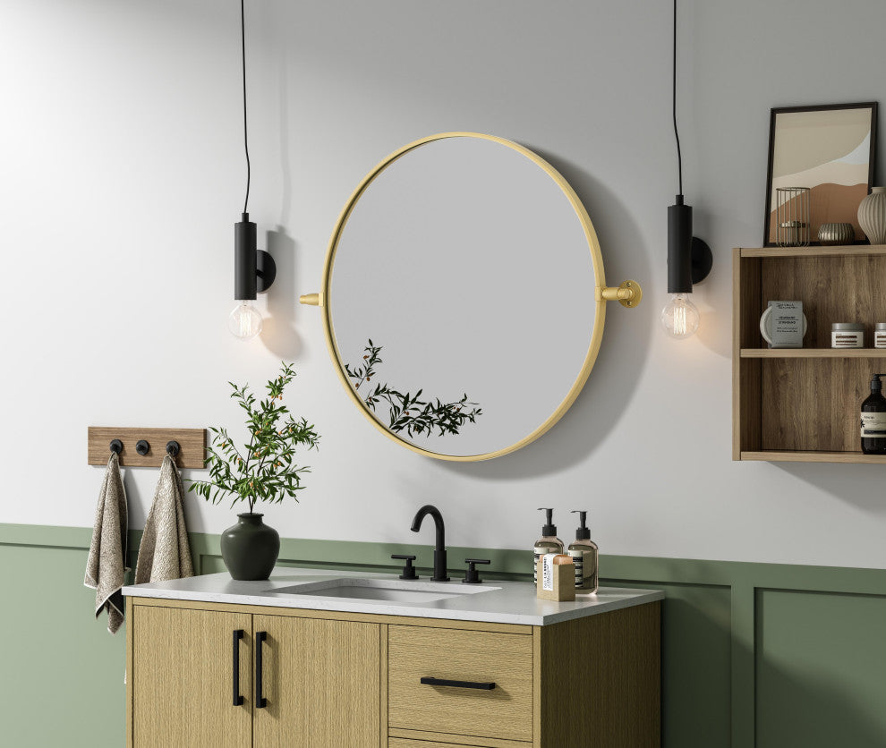 Home Living 24x24 Pivot Mirror, Brass