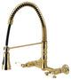 GS1247PL Two-Handle Wall-Mount Pull-Down Sprayer Kitchen Faucet, Brushed Brass
