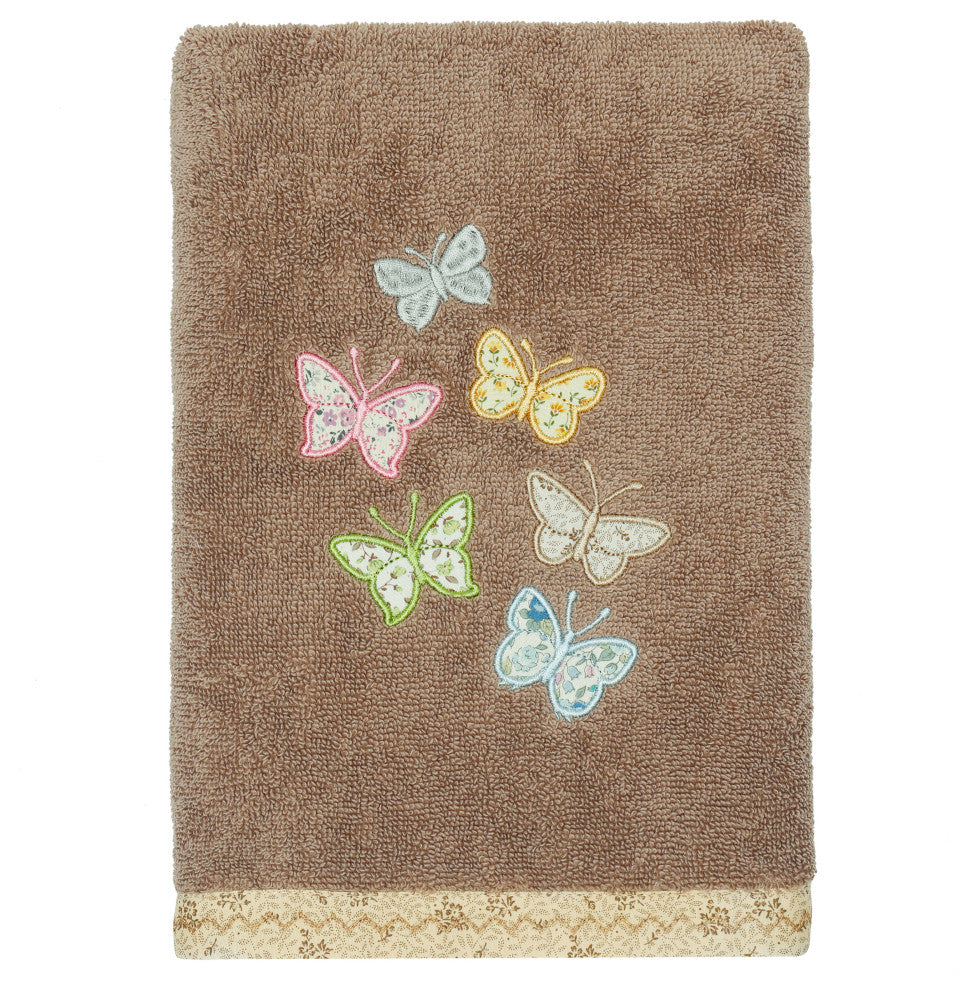 Linum Home Textiles 100% Turkish Cotton MARIPOSA 4PC Embellished Towel Set