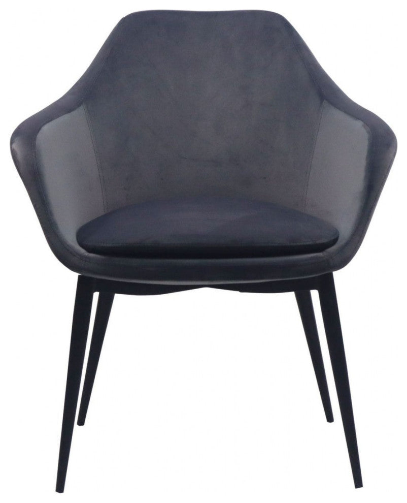 Gray Black Velvet Dining Chair