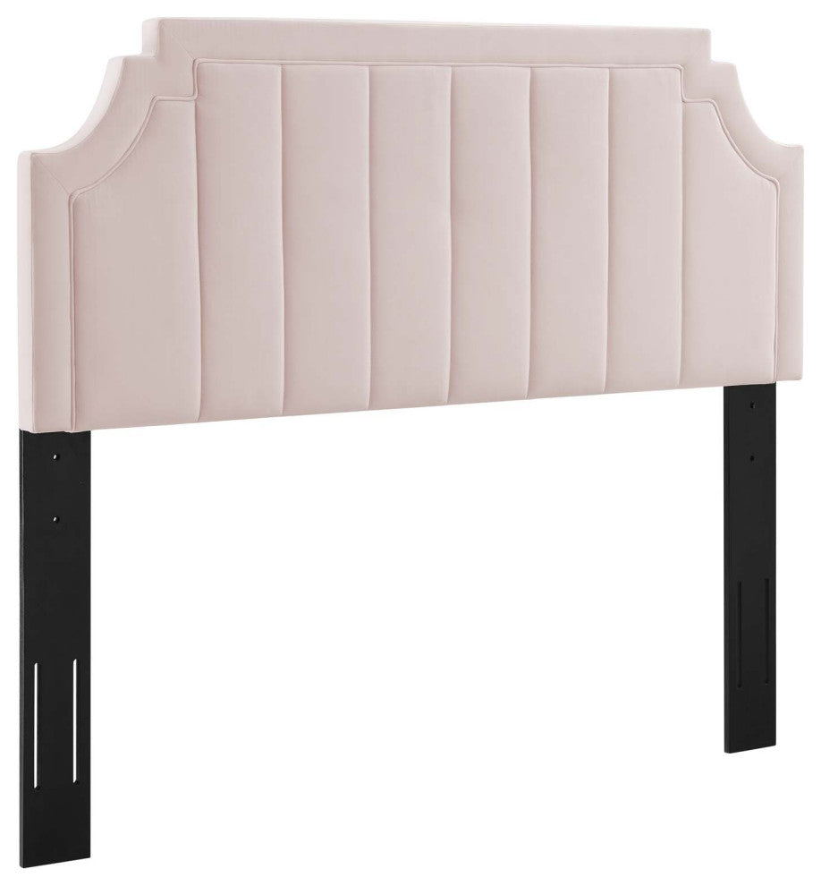 Alyona Channel Tufted Performance Velvet Twin Headboard-Pink