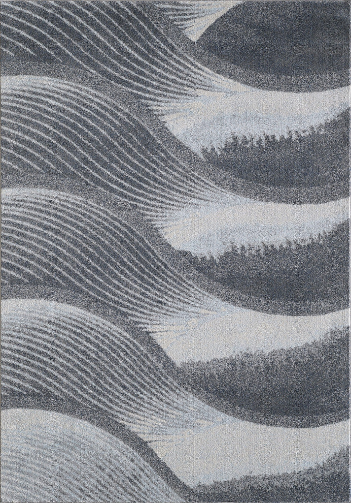 Illusions Breeze Abstract Watercolor Area Rug, Grey/Blue, 7'10 X 10'10