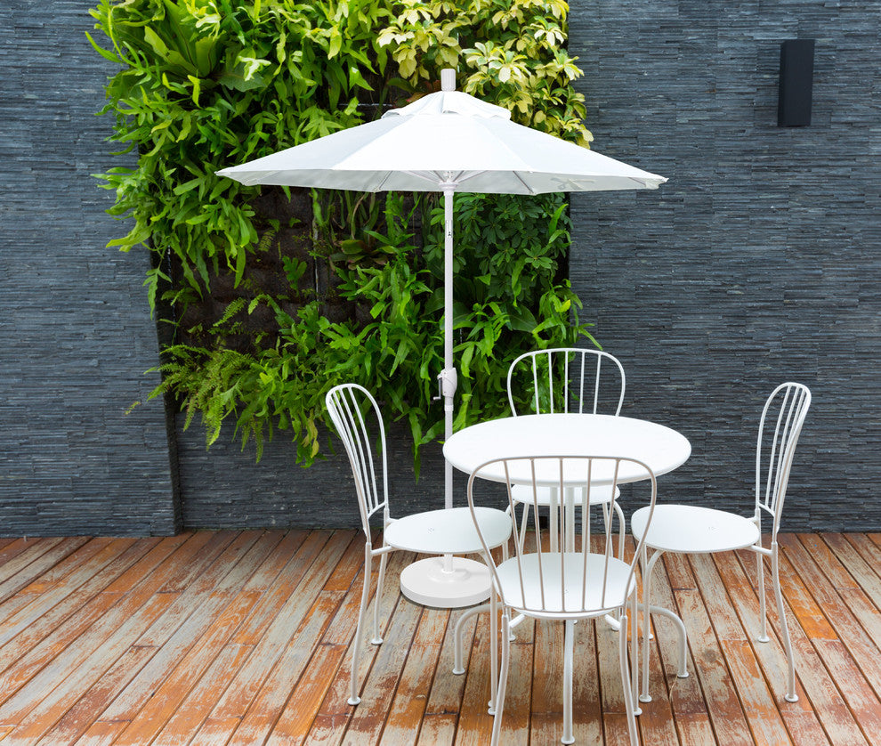 7.5'' Matted Black Push-Button Tilt Crank Aluminum Umbrella, Canvas Pacifica