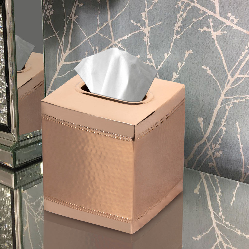 nu steel Hudson Hammered Copper Boutique Tissue Box Cover