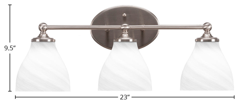 Capri 3-Light Bath Bar, Brushed Nickel/White Marble