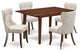 A Dining Set Of 4 Parson Chairs, 12" Butterfly Leaf Rectangle Table, Mahogany
