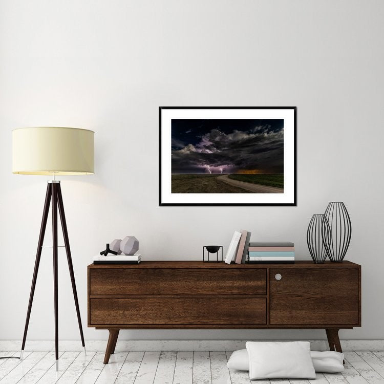 "Prairie Lightning" Framed Digital Print by Christian Skilbeck, 44x32"