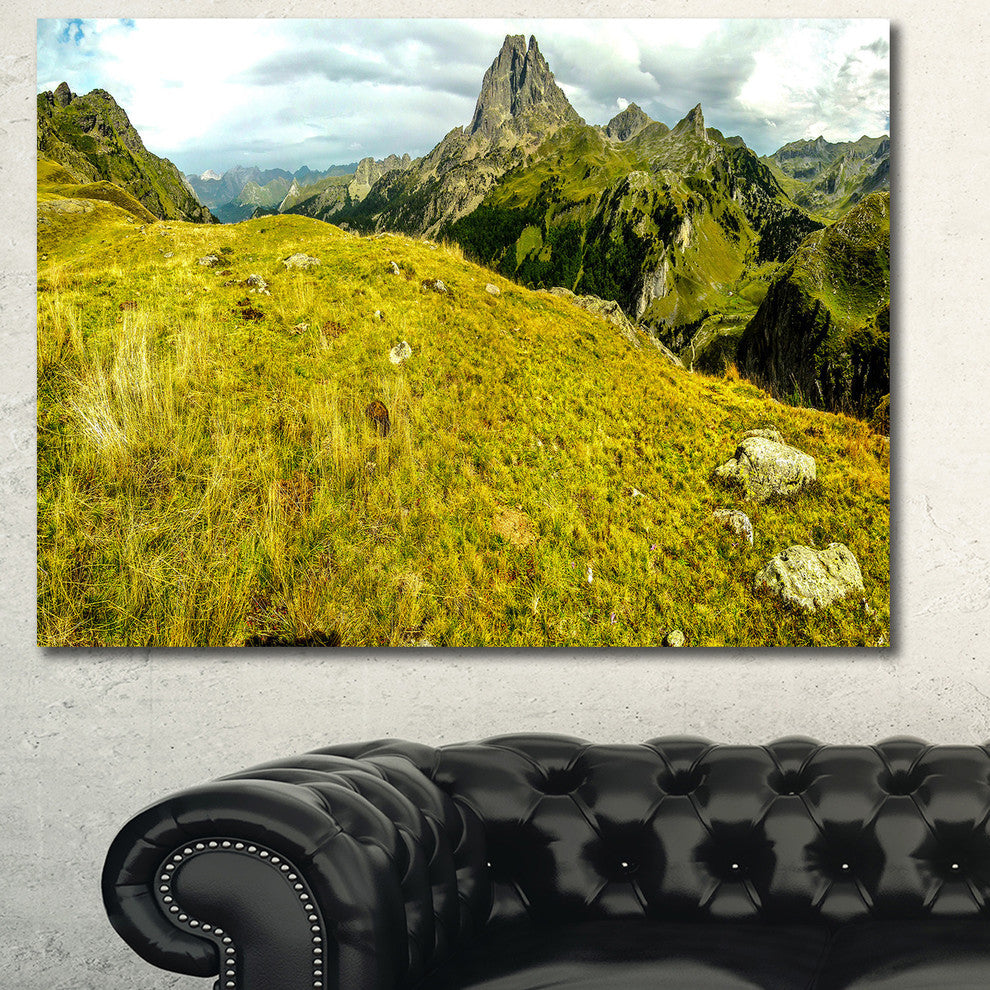 Bright Green Mountain Panorama, Landscape Canvas Art Print, 40"x30"
