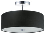 Transitional Semi Flush Mount Bedroom Light Everly, Polished Chrome/Black