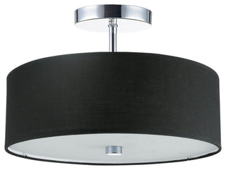 Transitional Semi Flush Mount Bedroom Light Everly, Polished Chrome/Black