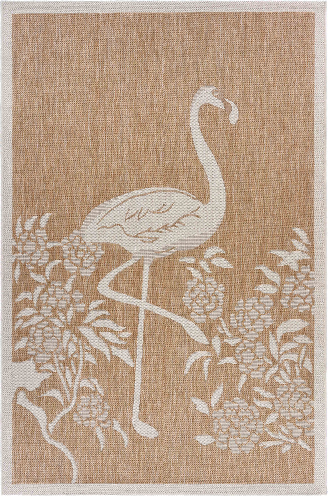Natural Flamingo Indoor/Outdoor Rug, 7'9"x9'9"