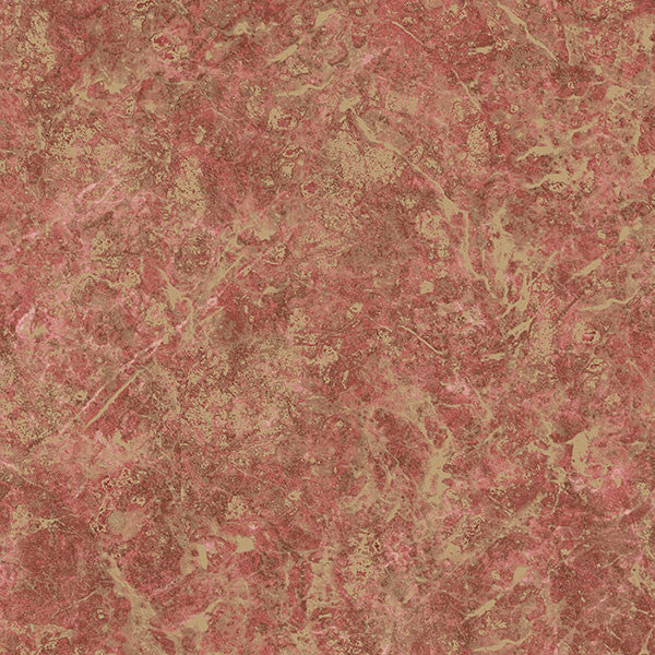 Marble Texture Wallpaper, Red and Metallic Gold, Sample