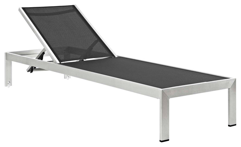 Silver Mocha Shore Chaise with Cushions Outdoor Patio Aluminum Set of 2