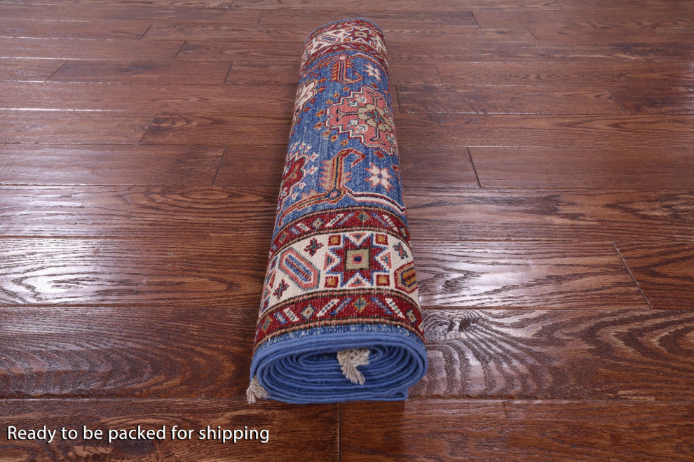 2' 8" X 10' 1" Runner Super Kazak Handmade Wool Rug - Q12969