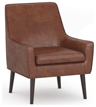 Robson Accent Chair, Faux Leather, Distressed Saddle Brown