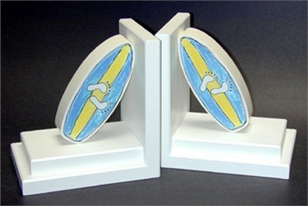 Footprint Surfboard Bookends, White